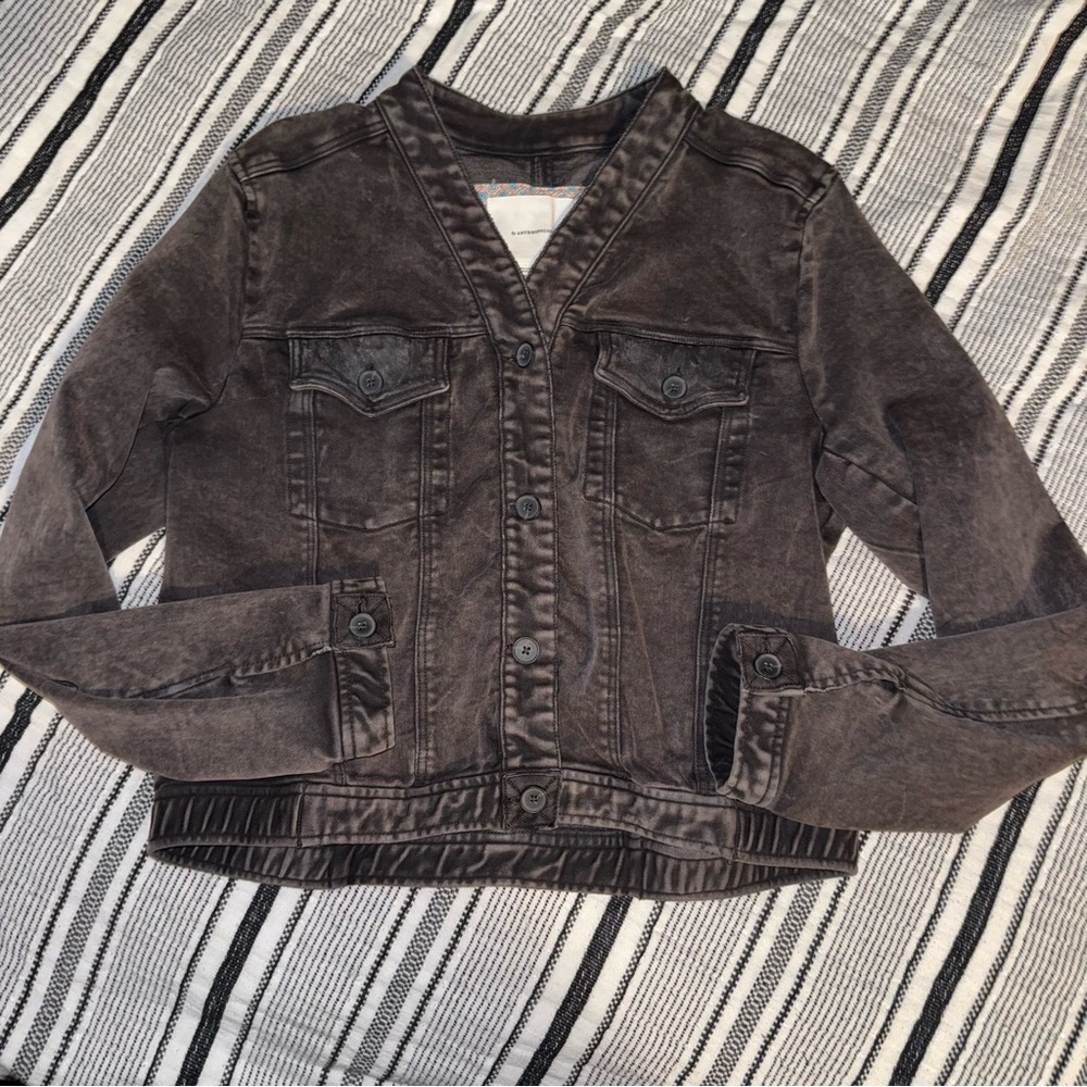 Anthropologie Bibiana Bomber stretch denim jacket / black wash